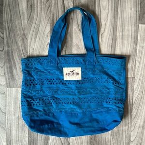 Blue Hollister Crotchet Tote Bag